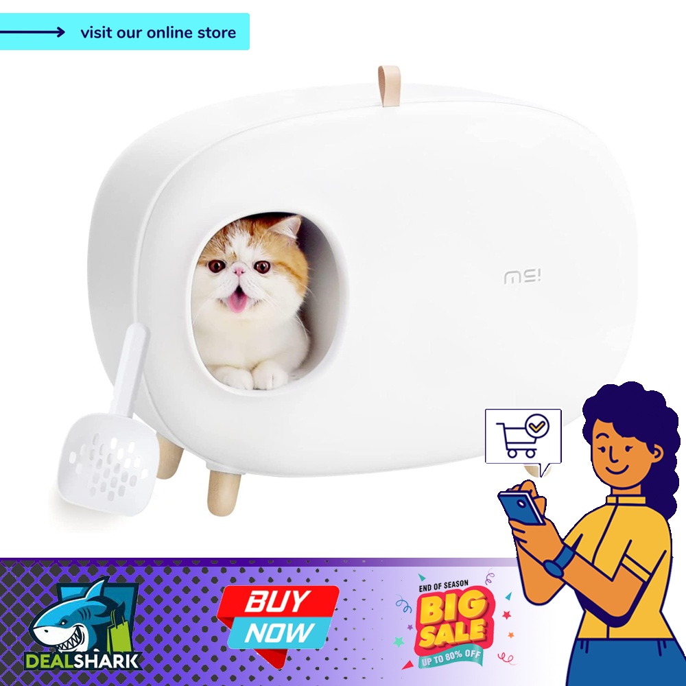 MS Cat Litter Box for Easier Handling of Cat Litter, Enclosed Design, Easy to Clean, Prevent