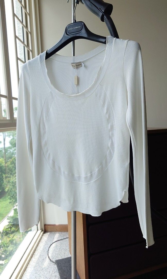White long sleeve armani top sales