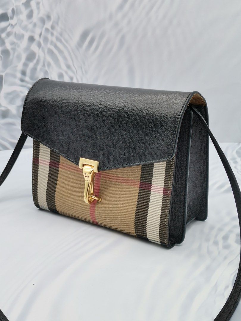 Burberry small leather and house check crossbody bag new arrivals