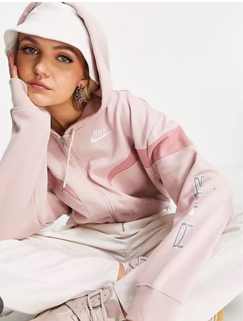 Nike Air Cropped Pink lilac Zip up Hoodie Women s Fashion Activewear on Carousell