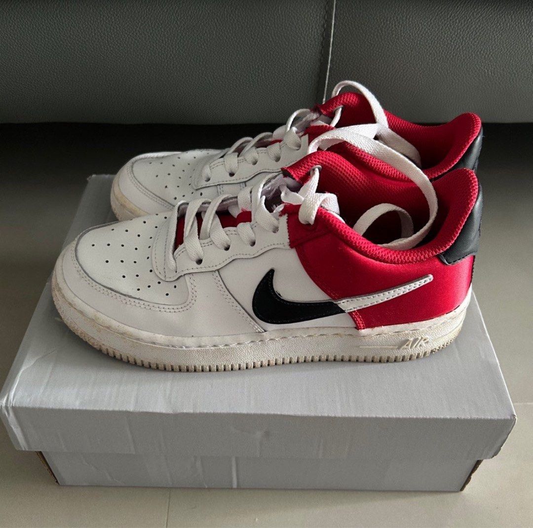 Nike Air Force 1 Low LV8 Red Satin Women s Fashion Footwear