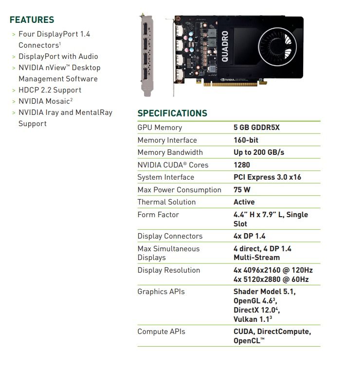 P2200 quadro best sale