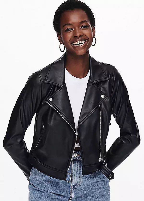 Only Best Faux Biker Leather Jacket by Women s Fashion Coats Jackets and Outerwear on Carousell