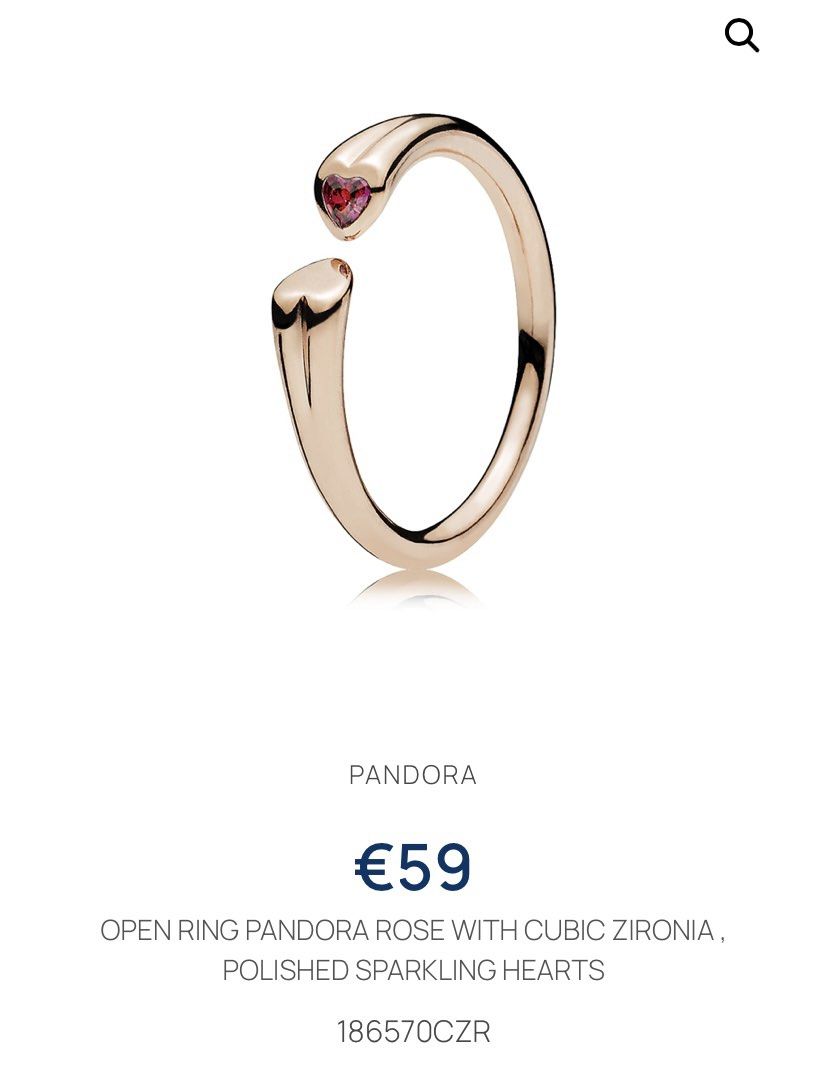 OPEN RING PANDORA ROSE WITH CUBIC ZIRONIA POLISHED SPARKLING