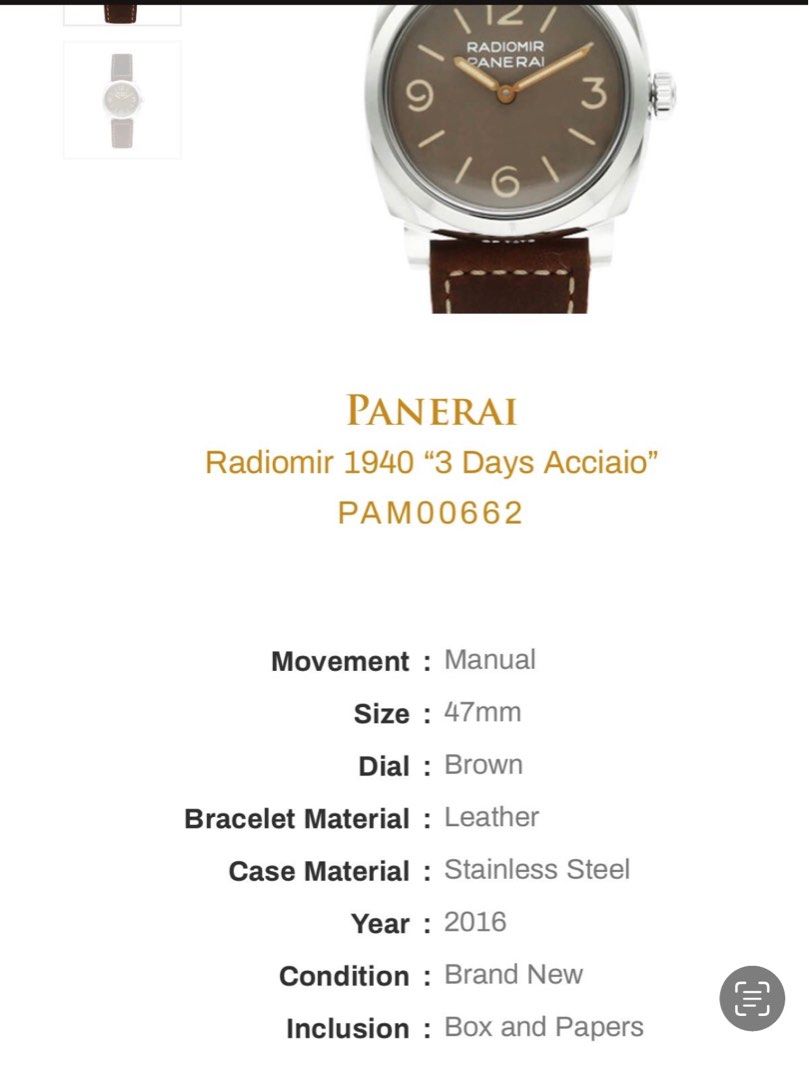 Panerai 662 (Category: Luxury Watches) located in Taguig. Submitted by wgz5icvivf (Listing ID 1277529016, Image 2). Description: Panerai 662 radiomir 1940 3days acciaio.