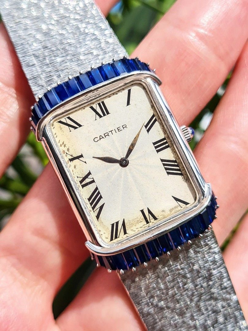 Cartier watch cheap with blue sapphire