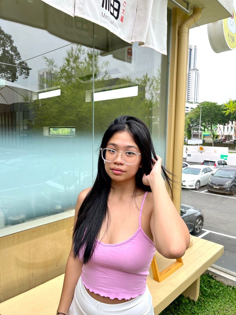 pink h m spaghetti strap tank top crop top Women s Fashion Tops
