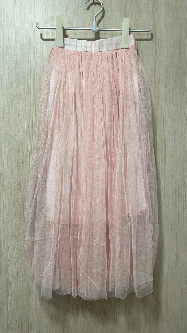 Pink tulle mesh skirt on sale