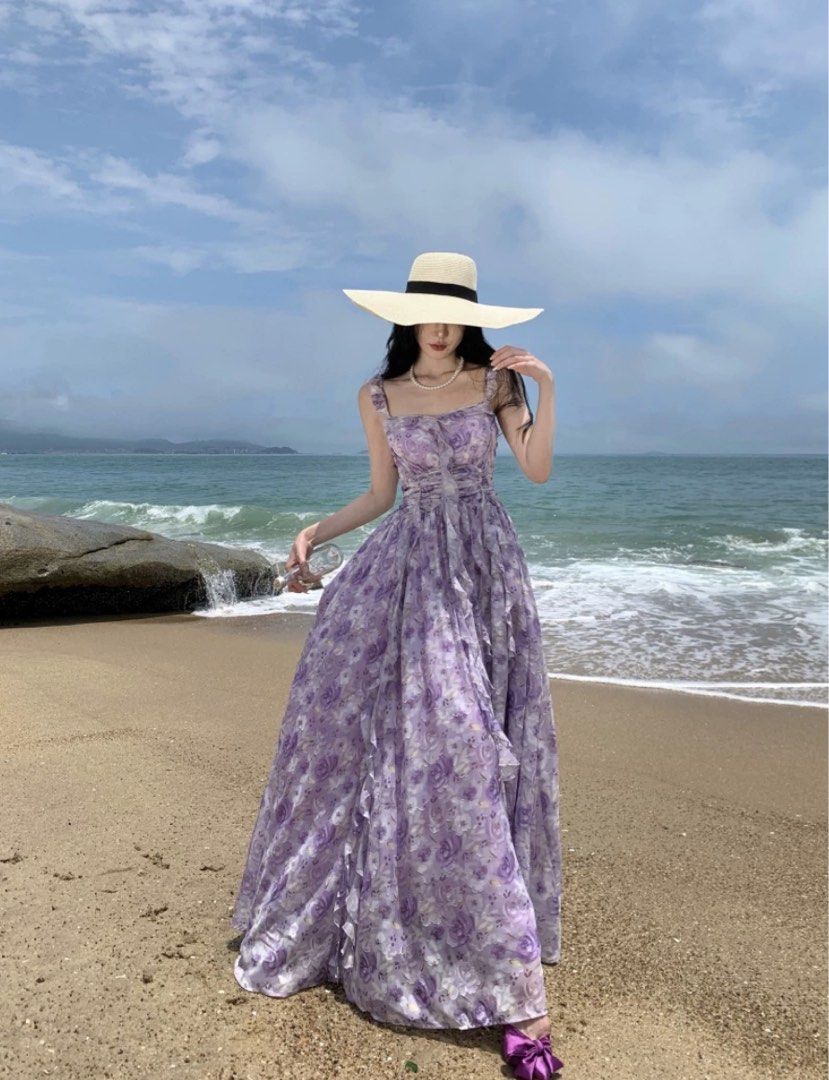 Purple sale flowy dress