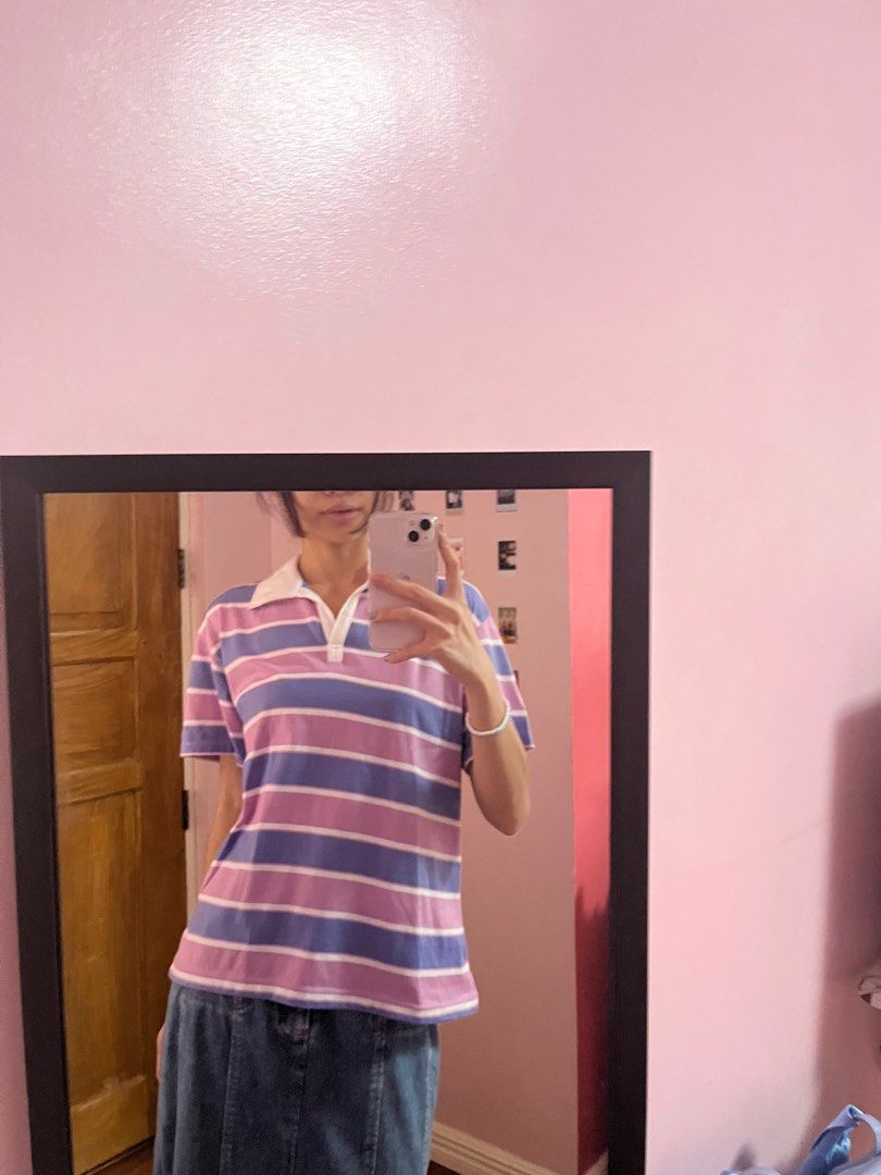 Purple polo shirt (Category: Shirts) located in Manila. Submitted by ffaayee (Listing ID 1277482701, Image 1). Description: Brand: na Size: S Model size Bust: 31 Waist: 23 Height: 5’5 ✨shipping fee should be shouldered by the buyer ✨loc: mnl/tarlac city ✨mnl meetup: around ust/ espana ✨mop: gcash ✨mod: lalamove (mnl) , ggx .