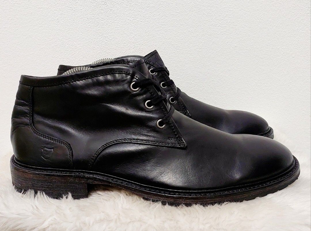 QuickCash ANDREW MARC WOODSIDE BLACK LEATHER ANKLE BOOT 7UK Men s