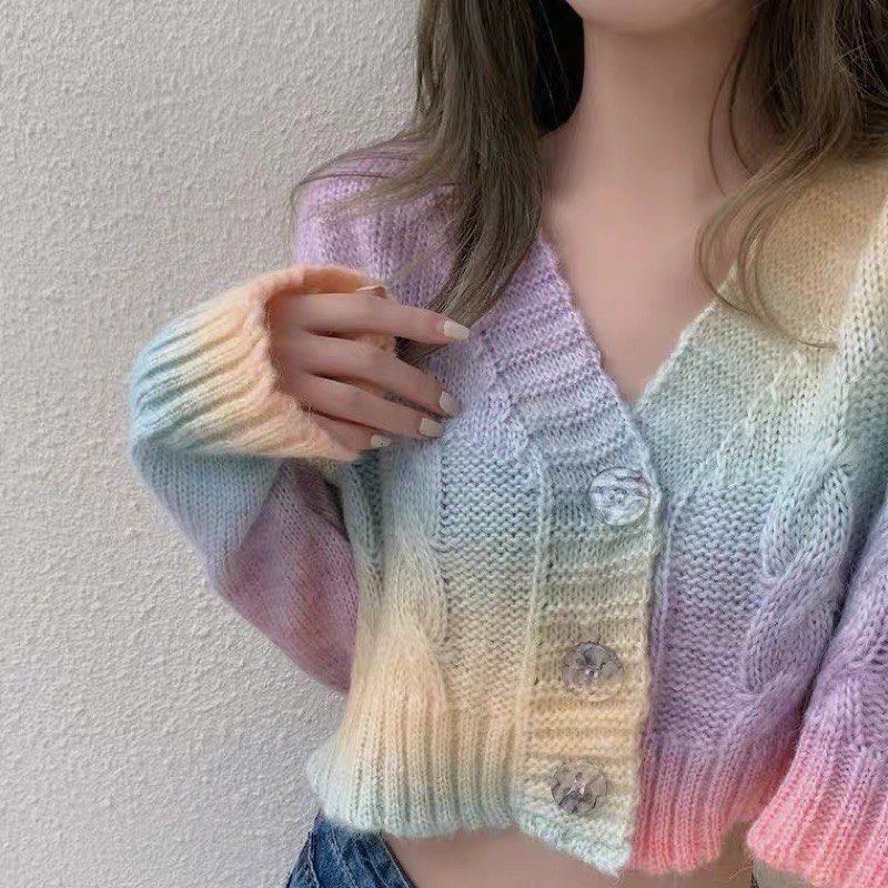 Rainbow Ombr Knit Cardigan
