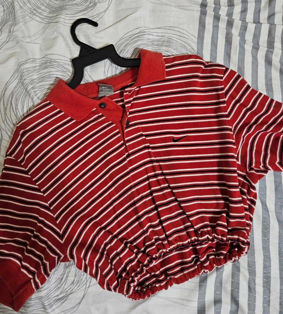 Reworked Nike Red Stripes Crop Top