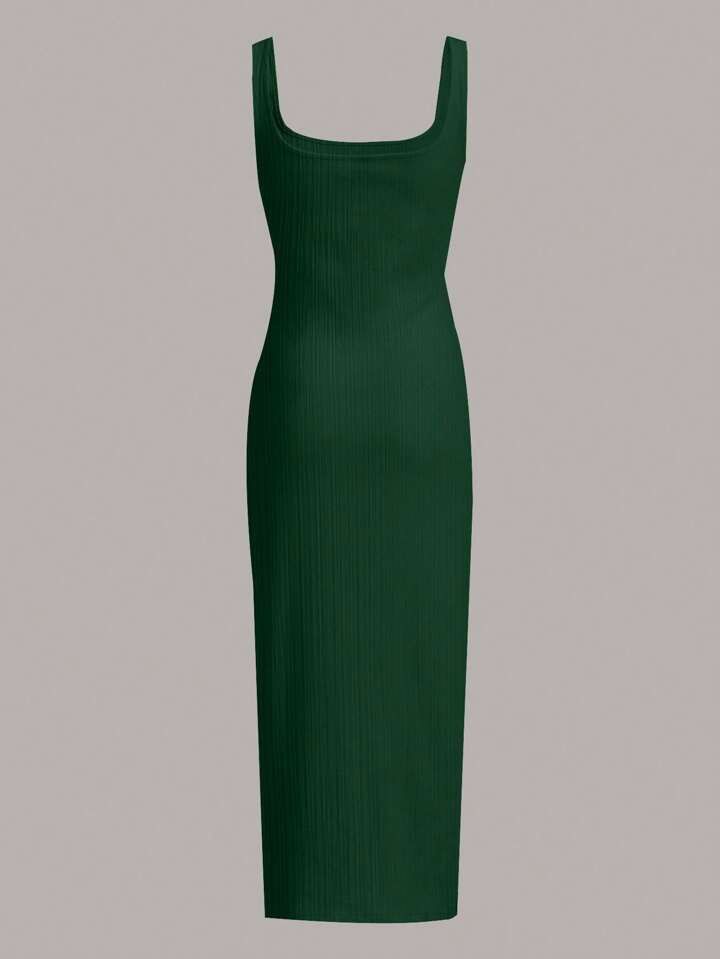 SHEIN EZwear Solid Rib-Knit Tank Dress, Women's Fashion, Dresses & Sets,  Dresses on Carousell