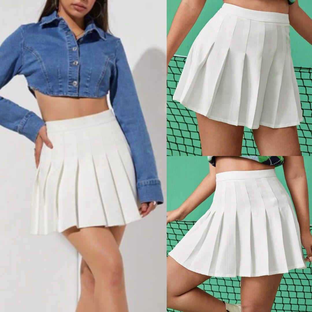 White high waisted skirt short deals