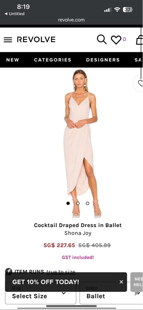 Shona Joy Drape Dress Tulip Hem in Ballet Pink Blush UK8 BNWOT