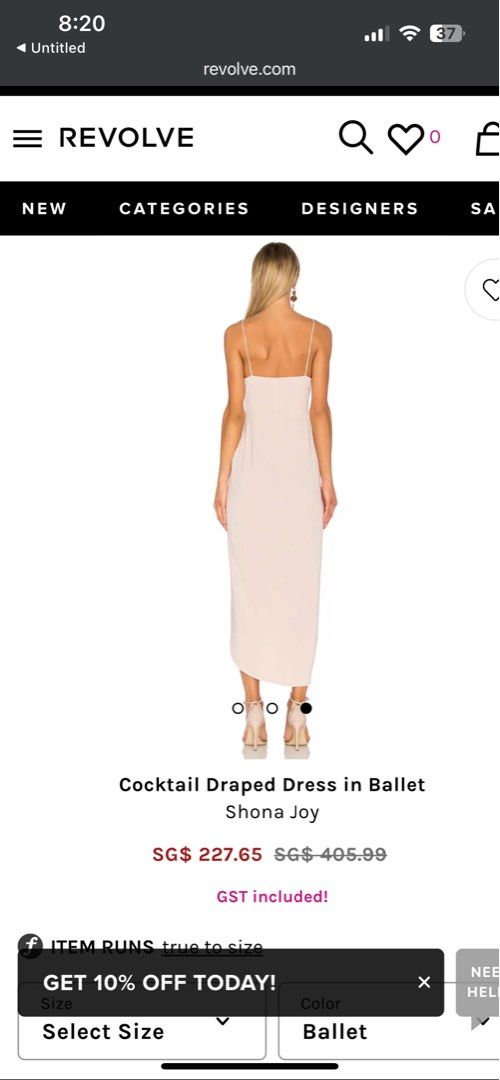 Shona Joy Drape Dress Tulip Hem in Ballet Pink Blush UK8 BNWOT