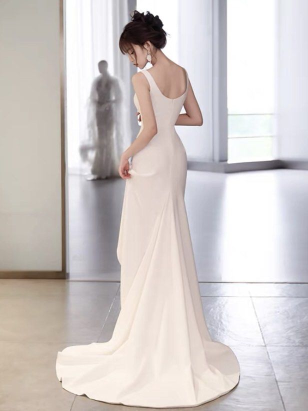 Simple White Evening Gown Women s Fashion Dresses Sets