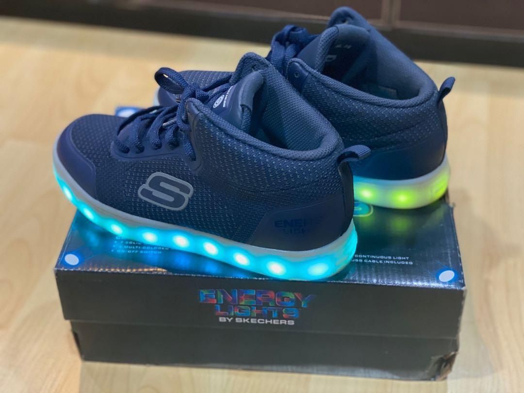 SKECHERS Energy LED Lights Shoes Size UK 12 Babies Kids