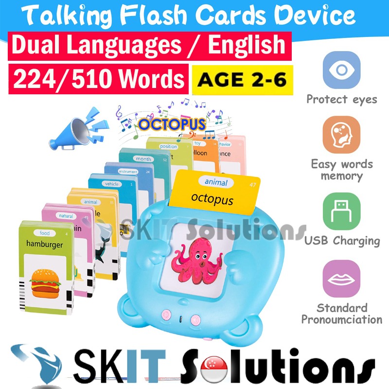 Smart Bilingual Talking Flash Cards Reader Machine Device Flashcards