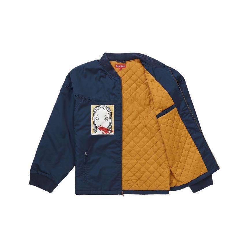 Supreme FW19 Mug Shot Crew Jacket Navy Blue Size M