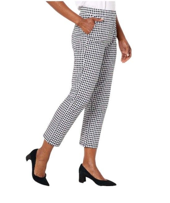 Susan Graver Weekend Petite Premium Stretch Crop Pant Black Checkered,  Women's Fashion, Bottoms, Other Bottoms on Carousell