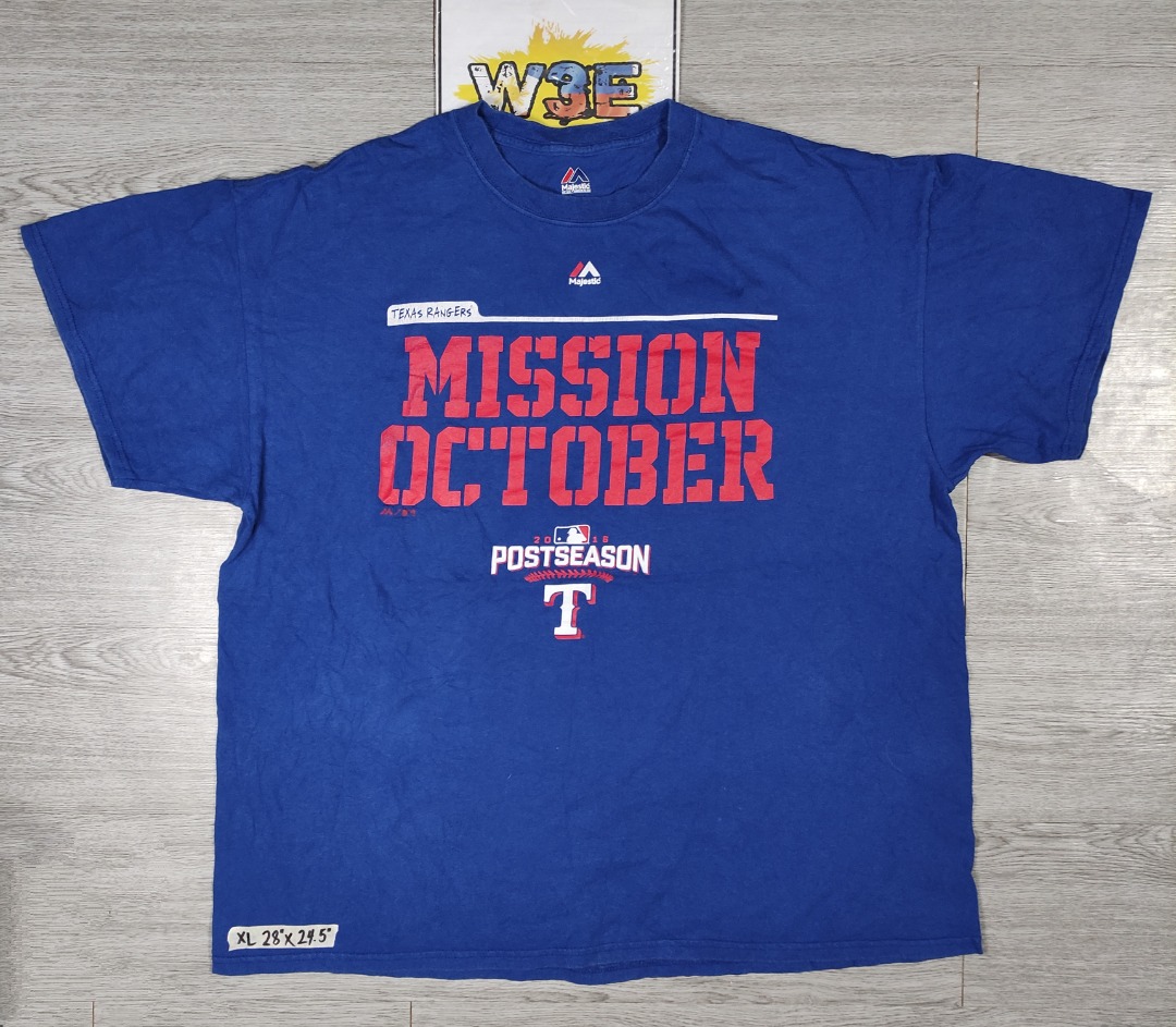 TEXAS RANGERS MISSION OCTOBER W/ BACK HIT XL BLUE - MAJESTIC, Men's ...