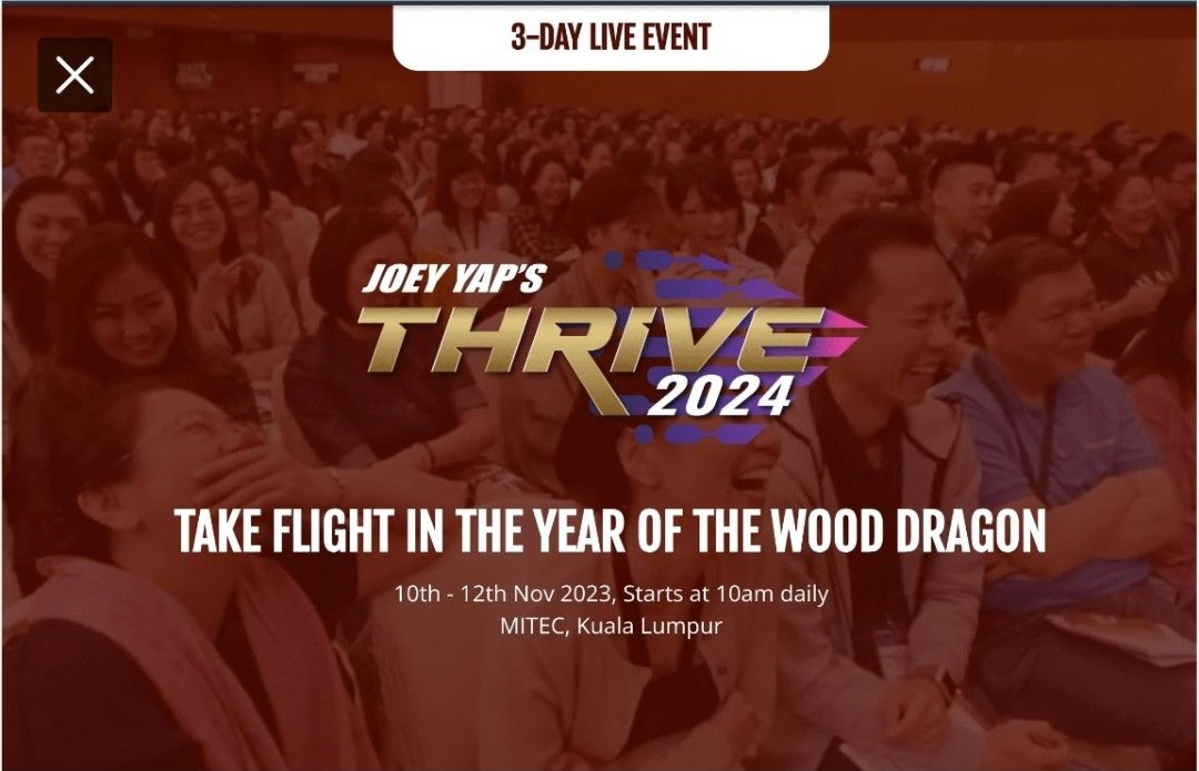 Thrive 2024 Joey Yap, Tickets & Vouchers, Event Tickets on Carousell