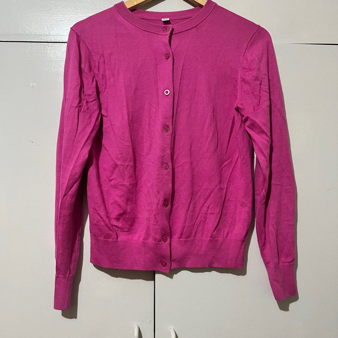 Uniqlo Hot Pink Cardigan, Women's Fashion, Coats, Jackets and Outerwear