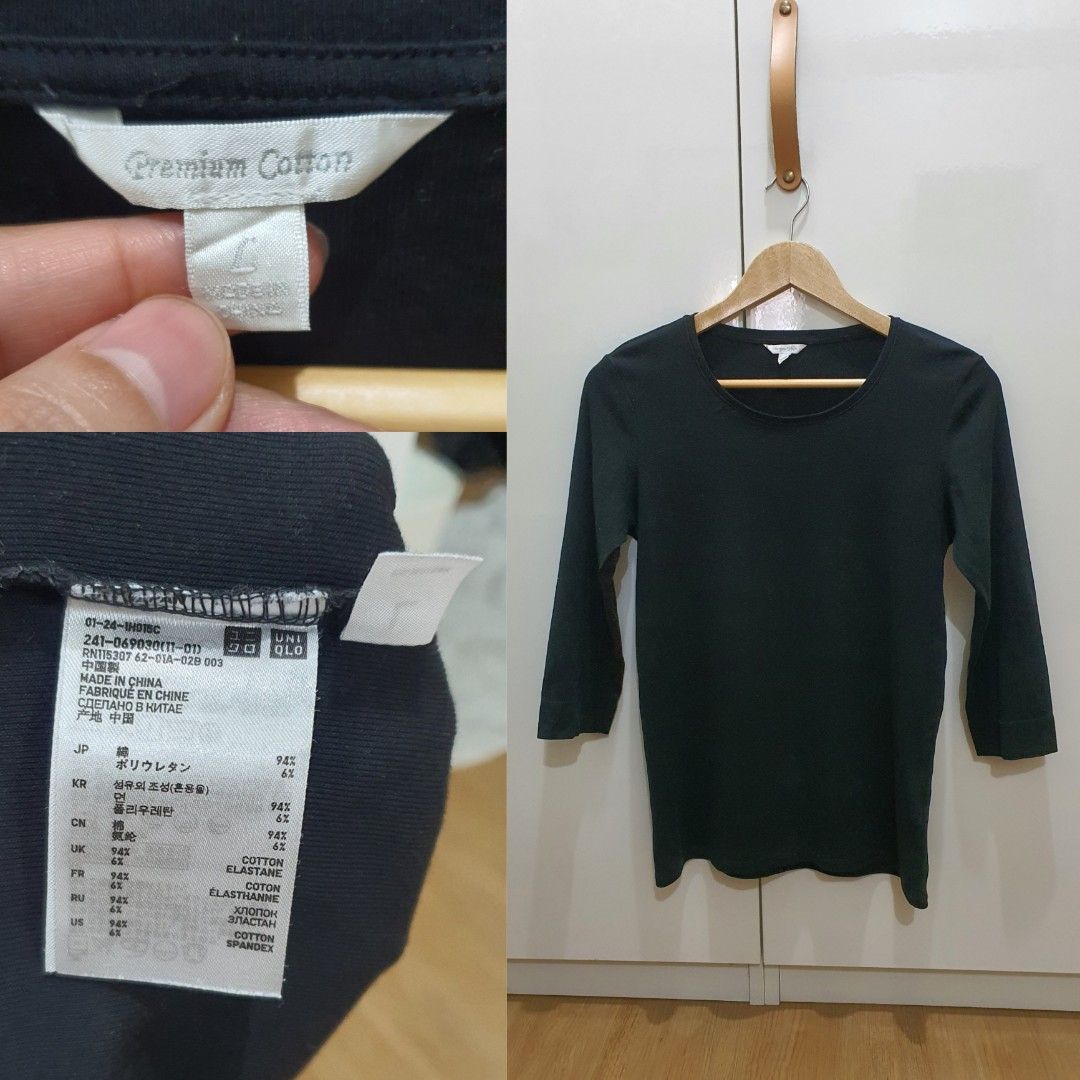 Uniqlo Premium cotton 00689, Women's Fashion, Tops, Longsleeves on ...