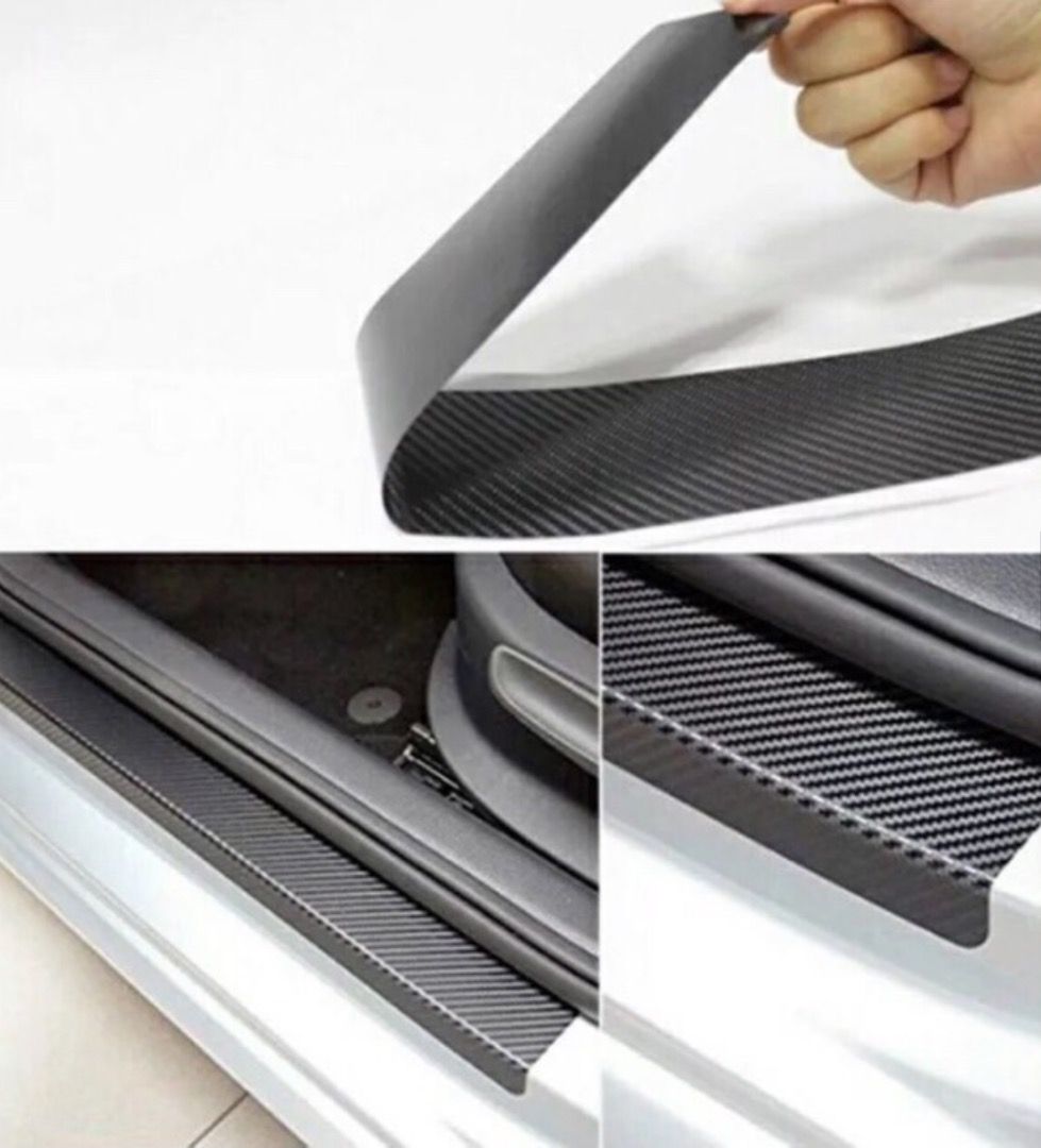 Universal Ready Stock Carbon Fiber Car Door Sill Sticker Protector, Car  Parts & Accessories, Emblem, Sticker and Decals on Carousell