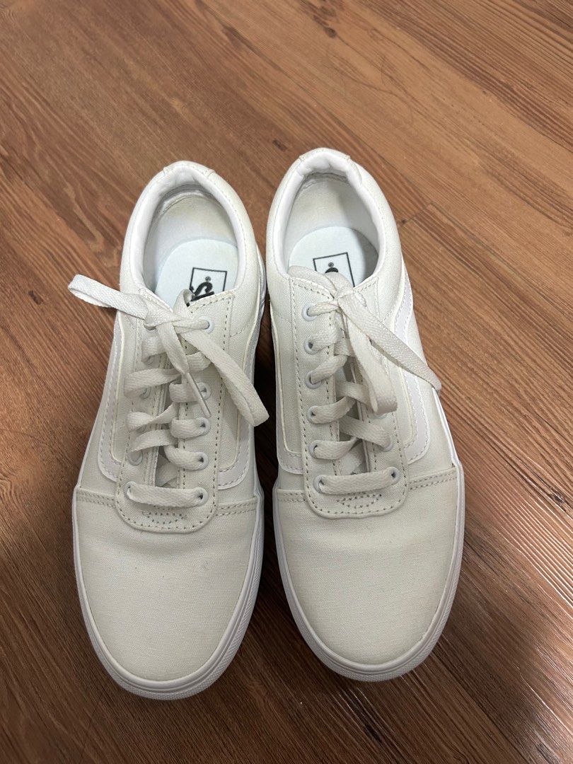 Vans Canvas Old Skool True White Women s Fashion Footwear Sneakers on Carousell