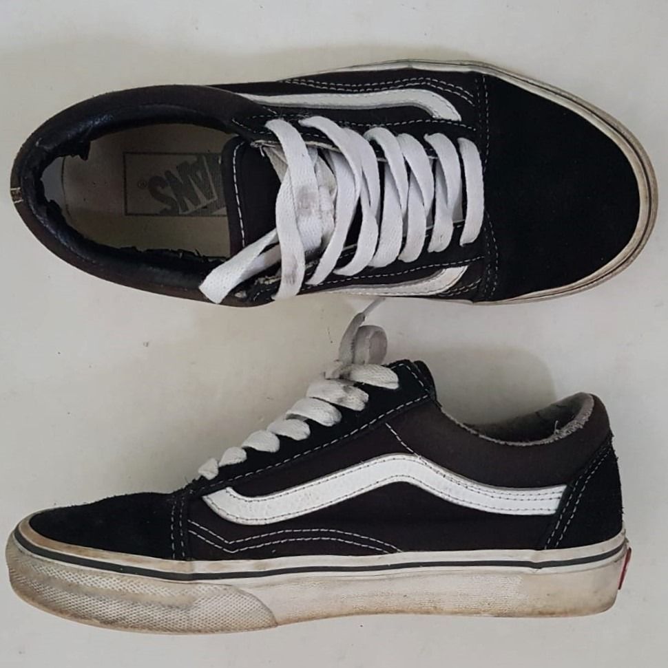 Vans Designer Sneakers US 4.5 M US 6 W UK 3.5 EUR 36 VANS Black Suede White Canvas Shoes Off The Wall Skateboarding Original Footwear