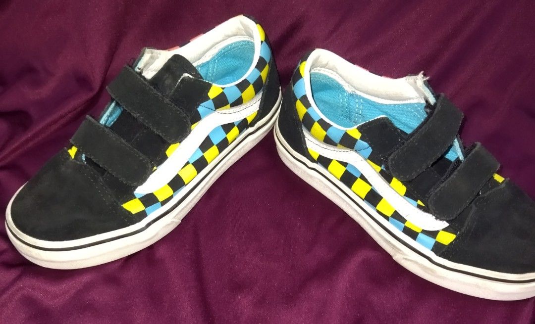 Black & blue old skool crazy check trainers cheap