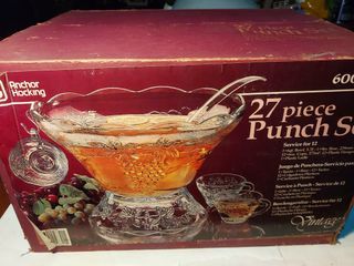 Vintage Anchor Hocking Punch Bowl Set