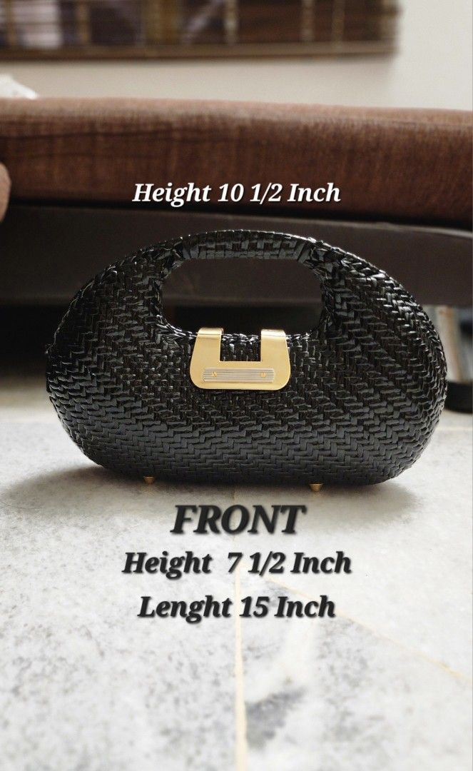 Vintage Retro Black Hard Shell Wicker Bag Women s Fashion Bags
