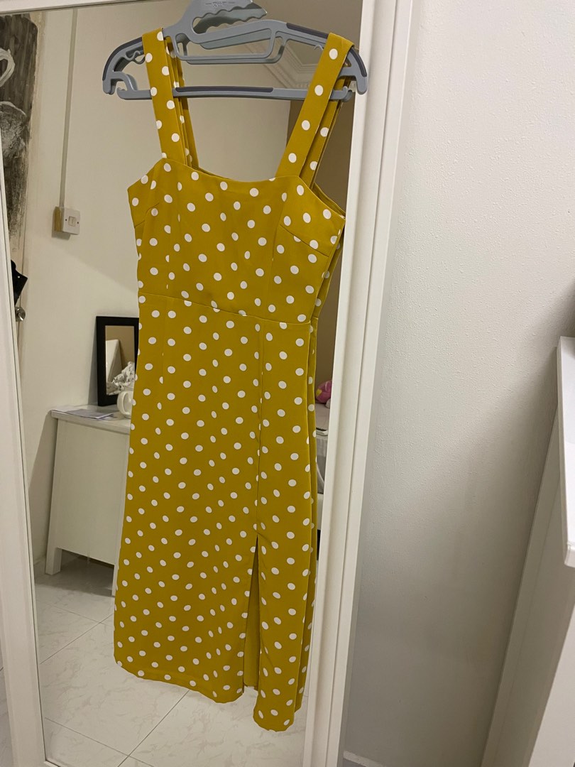 Warehouse yellow polka dot dress hotsell