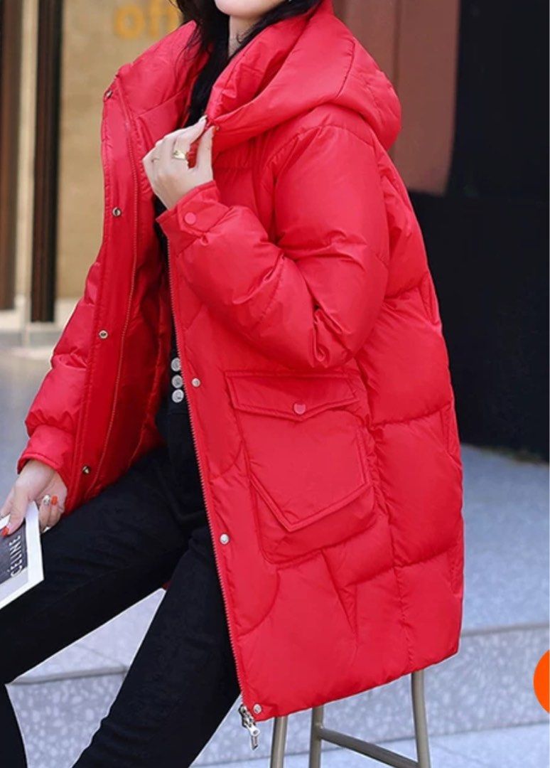 Red long outlet winter jacket