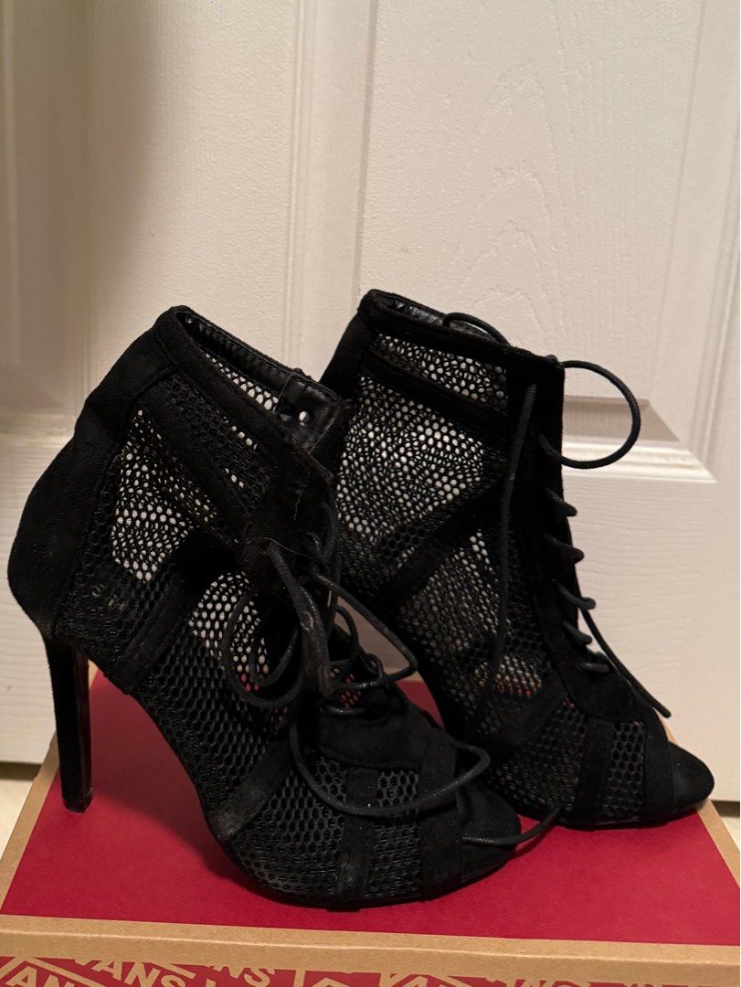 Black peep toe heeled boots sale