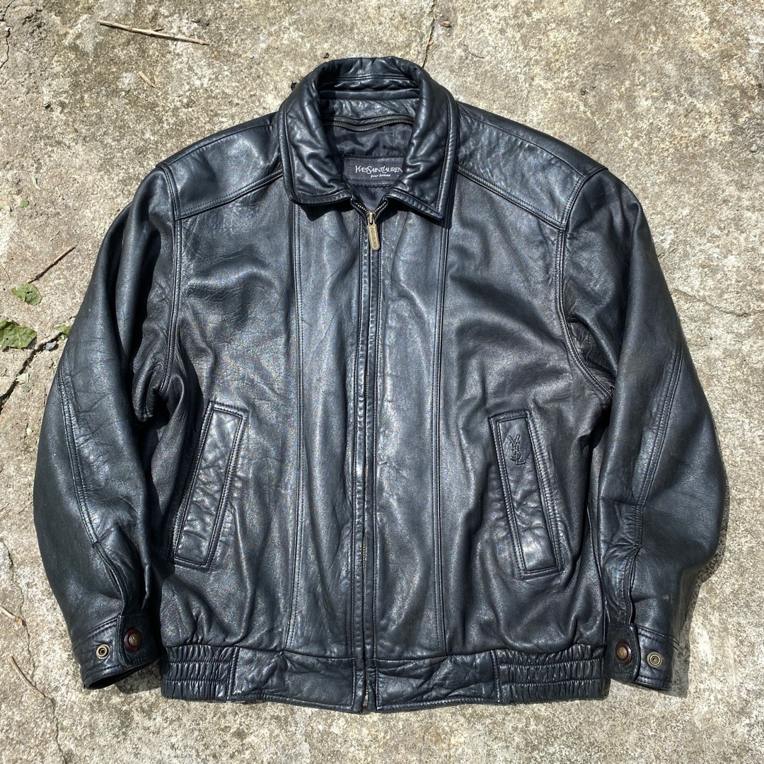 YSL YVES SAINT LAURENT LEATHER JACKET Men s Fashion Coats