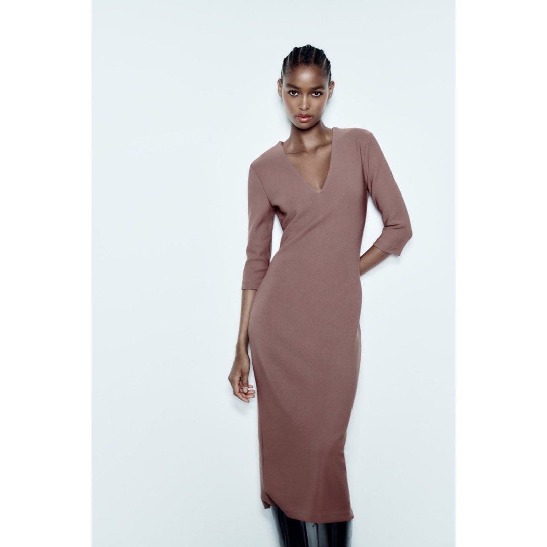 ZARA crepe midi dress Women s Fashion Dresses Sets Dresses on Carousell