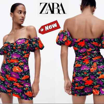 Zara floral off the shoulder dress cheap
