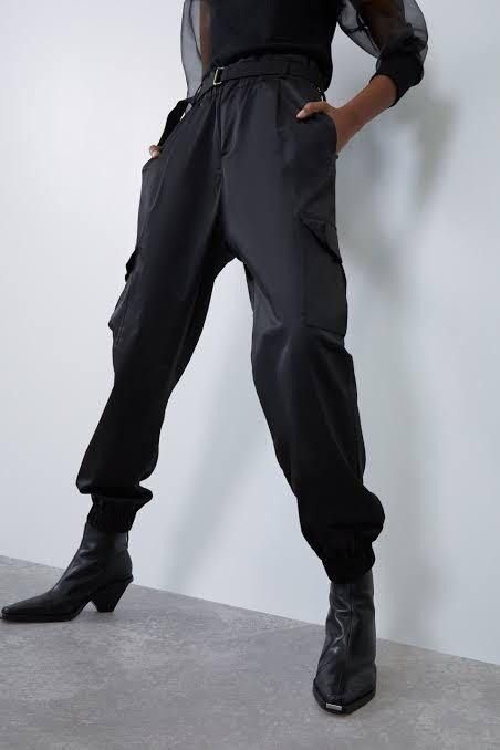 Satin cargo pants zara discount