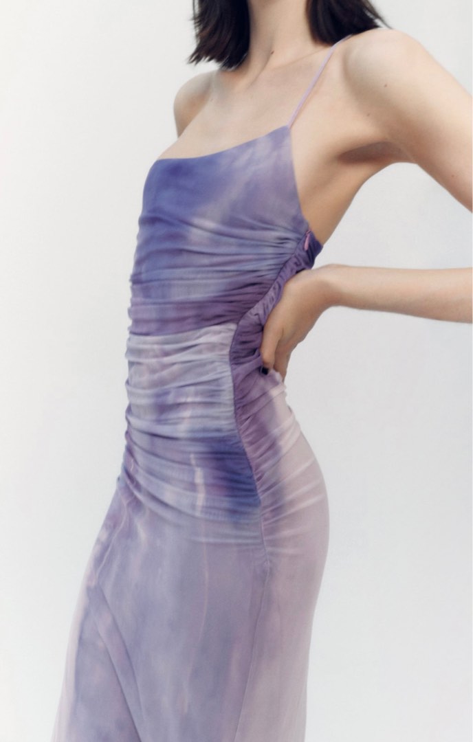 navy blue dress for baby girl ASYMMETRIC DRAPED TULLE TOP - Black main image 1
