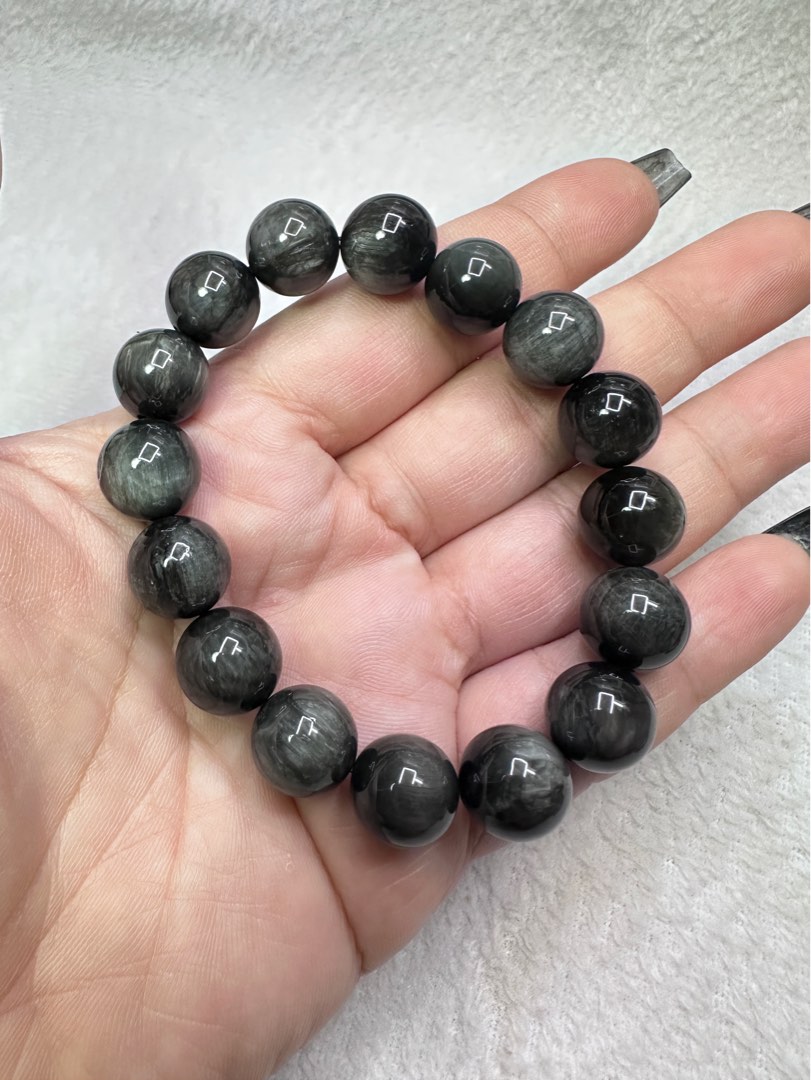 12 Hawk s eye crystal 12mm beads bracelet Women s