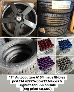 17” Autocouture A154 Mags 5Holes pcd 114 w/225-65-r17 Maxxis and lugnuts for 35K