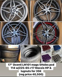 17” Dcenti LM101 Mags 5Holes pcd 114 w/225-65-r17 Maxxis & Lugnuts for 35K
