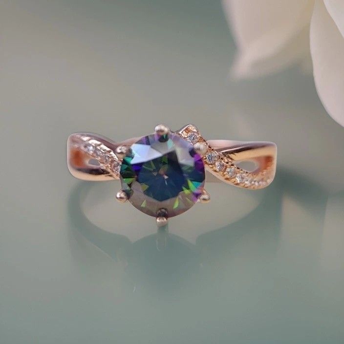 1 CT Rainbow Moissanite Ring Women s Fashion Jewelry