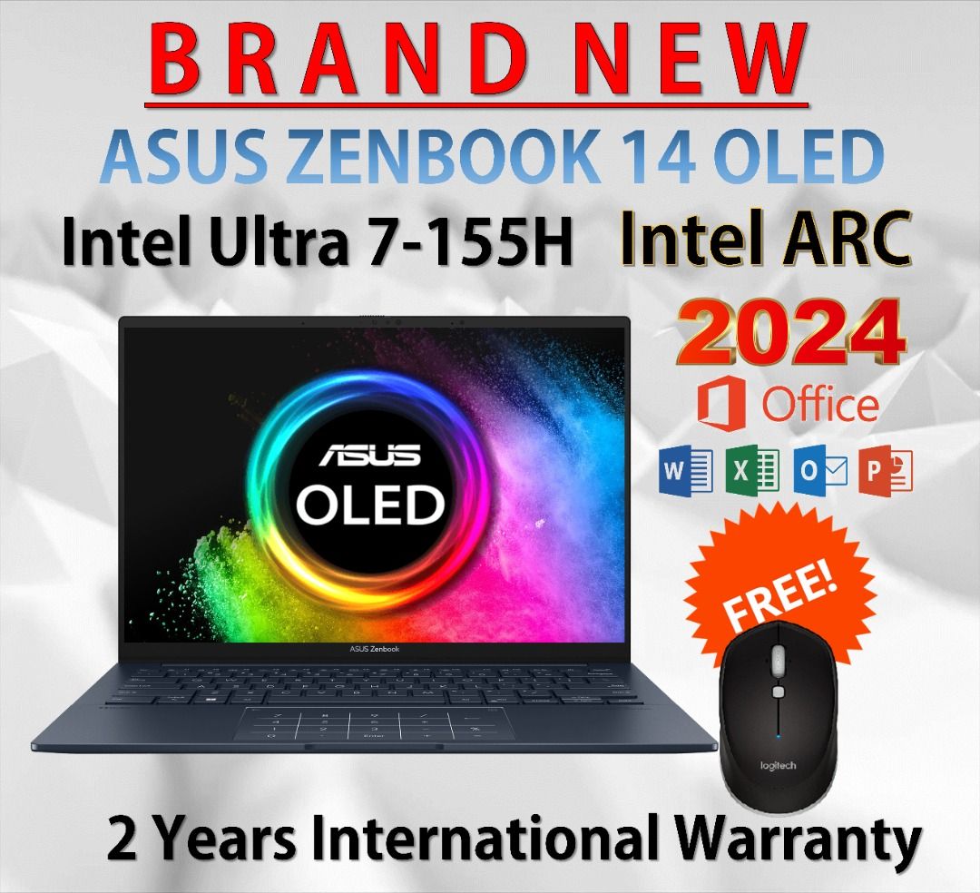 2024 ASUS Zenbook 14 OLED (Intel Ultra 7155H, Intel ARC Graphics, 32GB