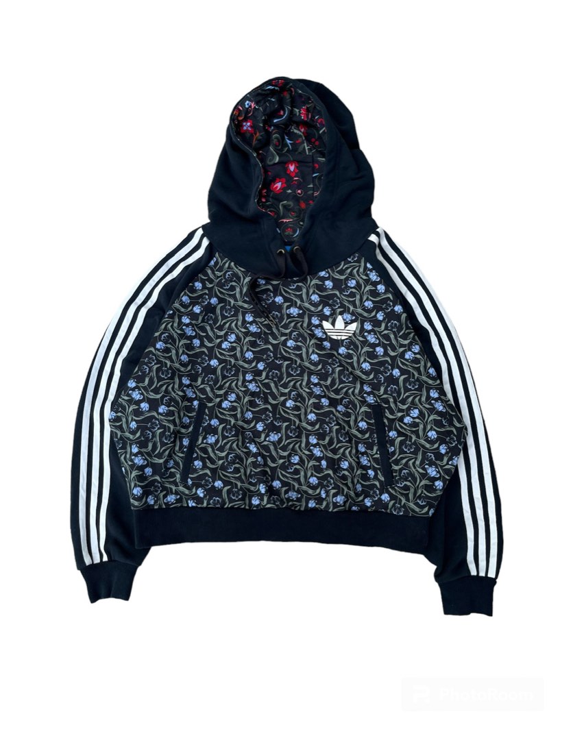 Adidas floral hotsell cropped hoodie